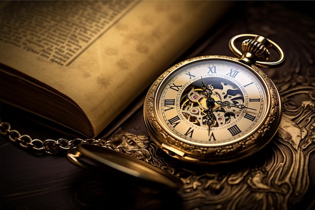 Un orologio da tasca d'oro con la parola