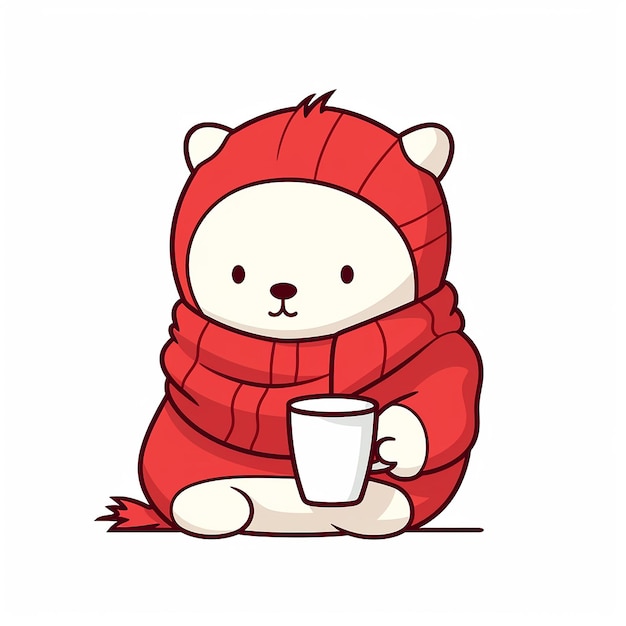 un orsacchiotto carino che indossa un muffler rosso