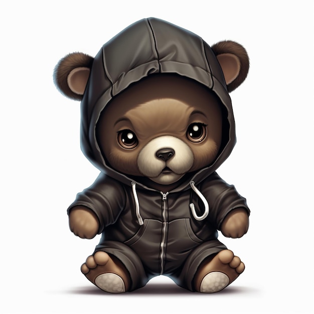 Un orsacchiotto che indossa una felpa con cappuccio che dice "ti amo"