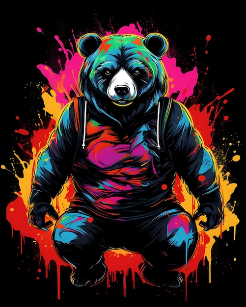 Un orso animale nel bosco incantato Disegno illustrativo