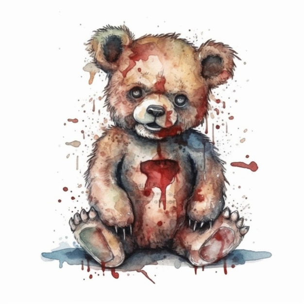 Un orso con il sangue sul petto.