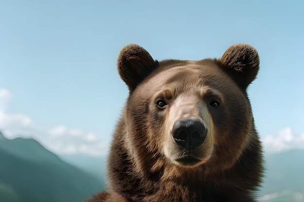 Un orso con un cielo blu sullo sfondo