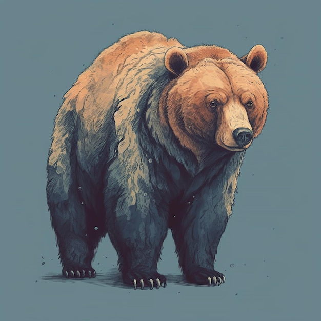 Un orso con uno sfondo blu e le parole portano su di esso