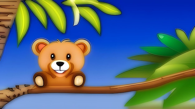 Un orso è seduto su un ramo