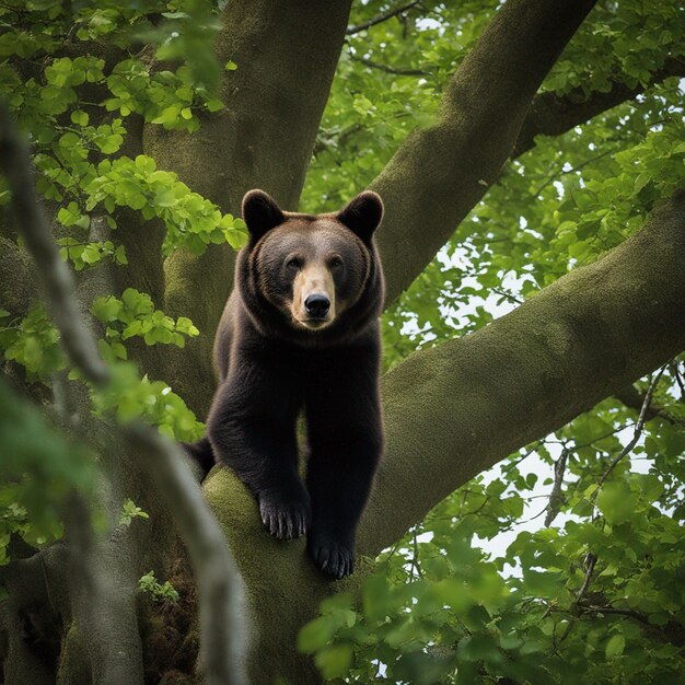 Un orso iper realistico sull'albero