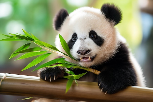 un orso panda con una faccia bianca e nera e occhi neri