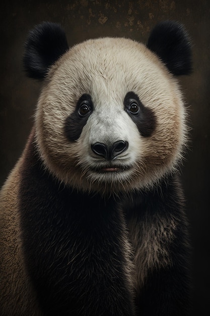 Un orso panda con uno sfondo nero