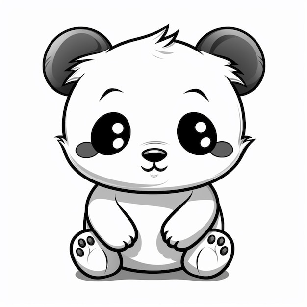 un orso panda dei cartoni animati seduto a terra con le zampe incrociate