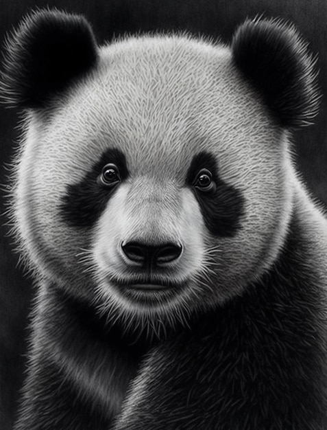 Un orso panda ha una faccia in bianco e nero.