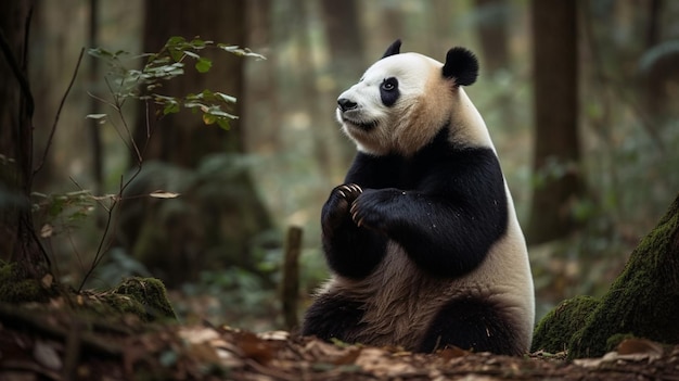 Un orso panda in una foresta