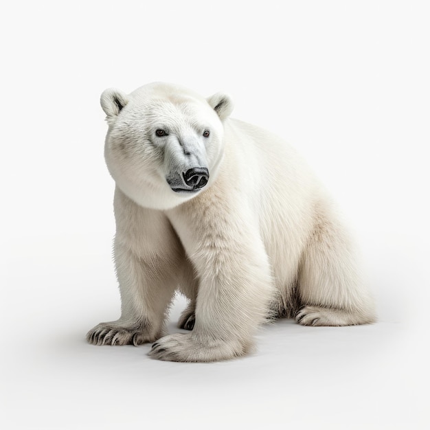 Un orso polare con il naso nero e il naso nero.