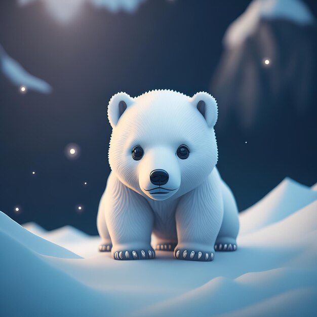 Un orso polare è in piedi nella neve.