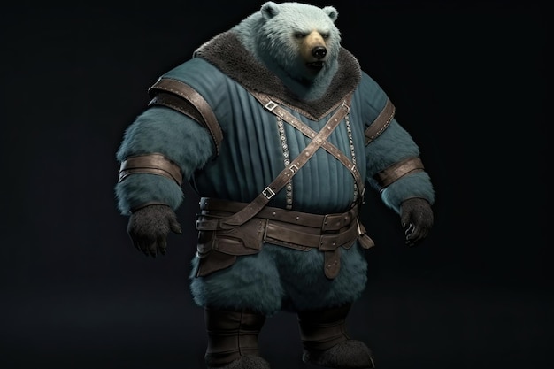 Un orso vestito da guerriero che rappresenta il combattimento AI generativa