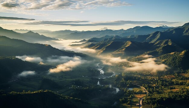 Un'ottima ripresa geografica della Colombia migliore vista dal drone all'alba Trame realistiche e deta