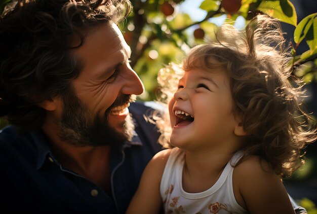 Un padre sta giocando con suo figlio.