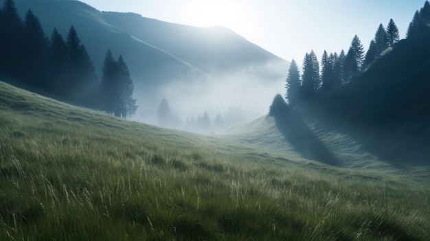 Un paesaggio con una montagna sullo sfondo