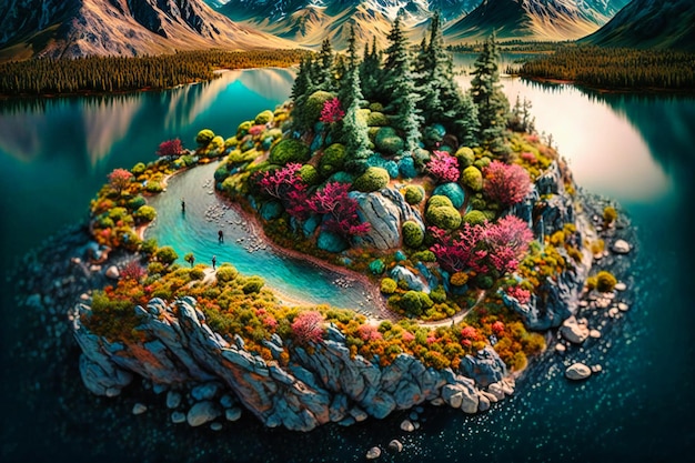 Un paesaggio con una vibrante gamma di colori come se fosse dipinto dalla natura stessa