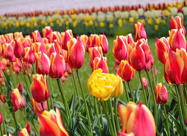 un paesaggio con vista sul campo di tulipani olandesi