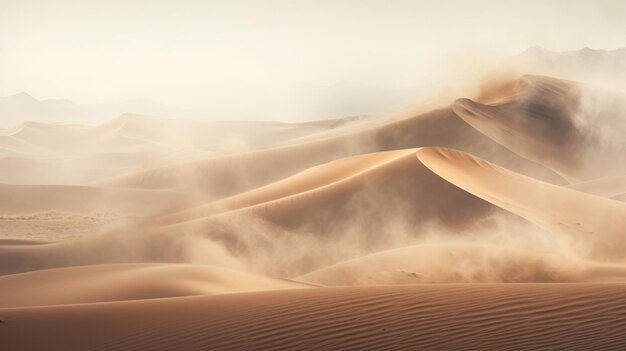 Un paesaggio desertico durante una tempesta di sabbia