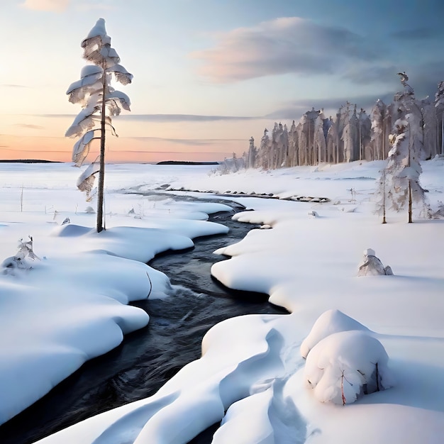 un paesaggio innevato AI