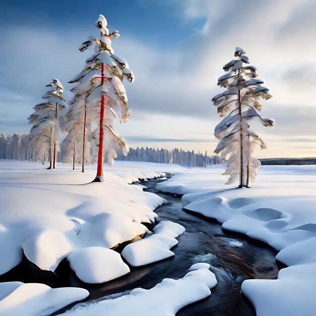 un paesaggio innevato AI