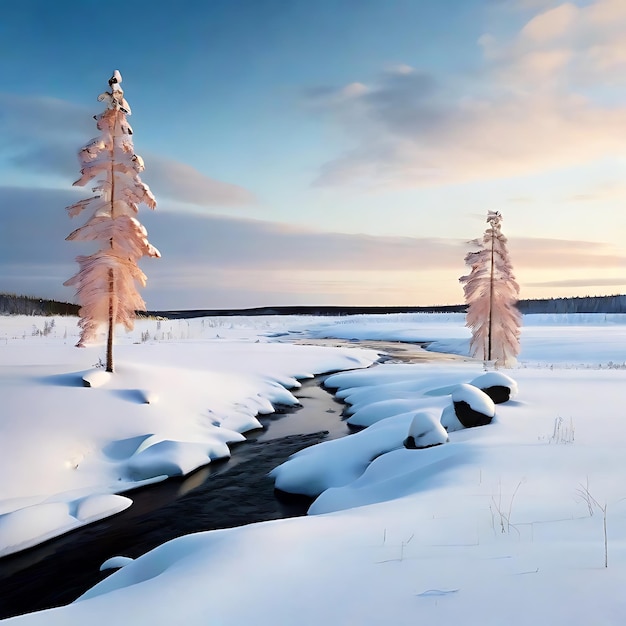 un paesaggio innevato AI