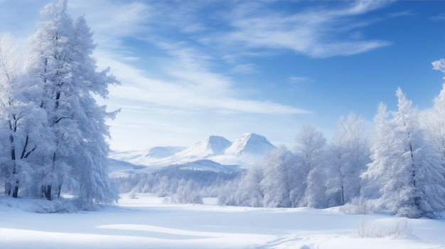 Un paesaggio innevato con un paesaggio innevato