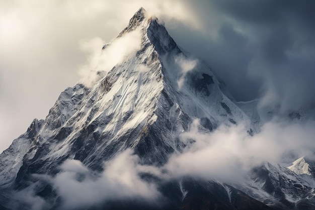 Un paesaggio montano che rappresenta la vetta di una montagna innevata