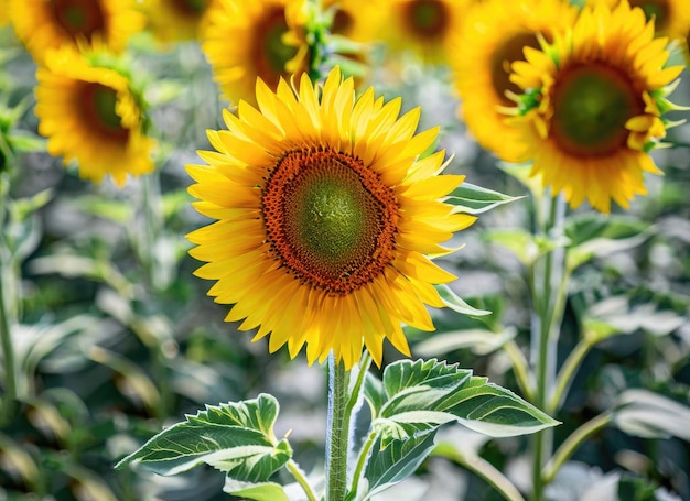 un paesaggio naturale di un campo di girasoli