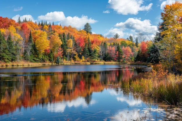 Un paesaggio panoramico con vivaci colori autunnali