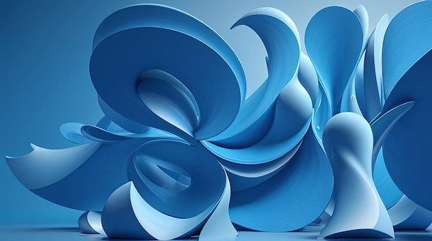 Un paesaggio surreale di forme blu astratte disposte in uno schema affascinante