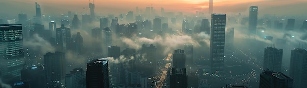 Un paesaggio urbano avanzato dove la tecnologia combatte il PM 25