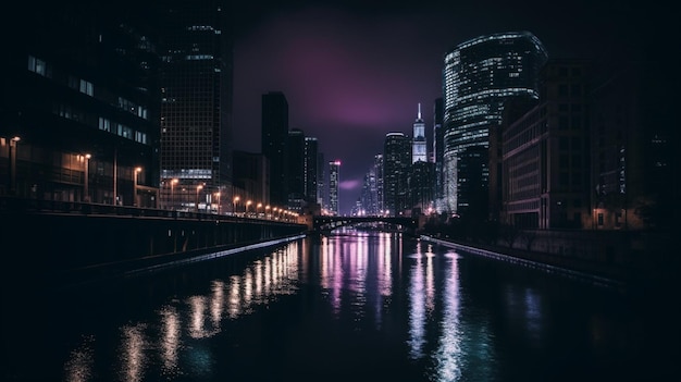 Un paesaggio urbano con un fiume e un paesaggio urbano sullo sfondo