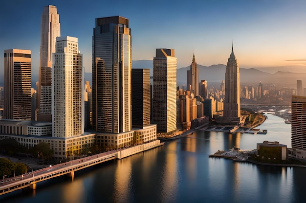 Un paesaggio urbano con vista sullo skyline della città.