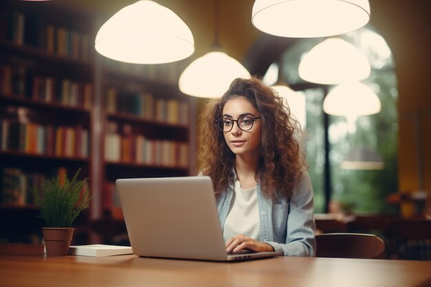 Un paesaggio visivo di brillantezza una studentessa sognante e talentuosa elabora una strategia per il suo corso in mezzo al