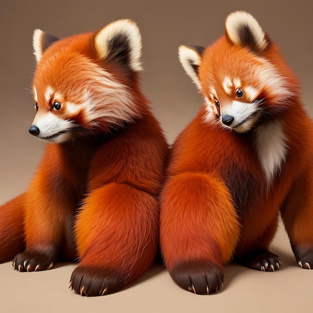 Un paio di adorabili adorabili panda rossi dall'intelligenza artificiale generativa