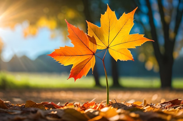 Un paio di foglie d'acero in autunno