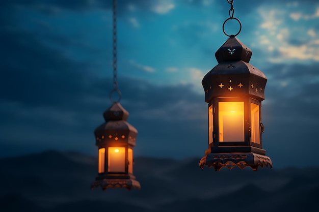 Un paio di lanterne con la parola ramadan sopra