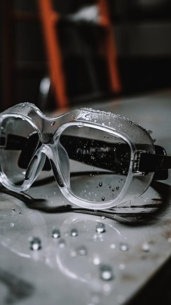 Un paio di occhiali appoggiati su un tavolo Immagine generativa AI