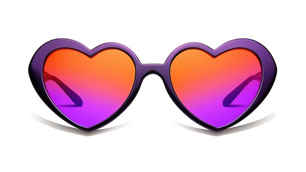 Un paio di occhiali da sole a forma di cuore su uno sfondo bianco