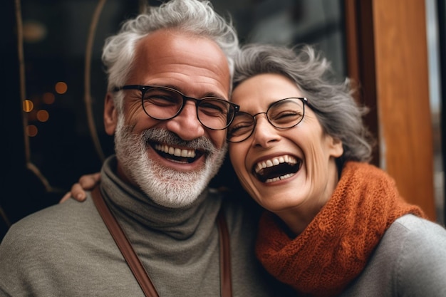 un paio di persone gioiose che si abbracciano e si sorridono calorosamente