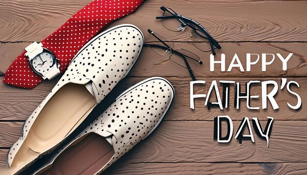 Un paio di scarpe con la scritta Happy Father's Day in alto a destra.