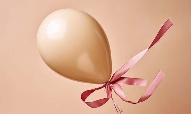 Un palloncino d'oro con un nastro rosa legato ad esso