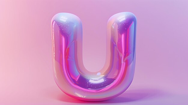 un palloncino rosa e viola con la lettera u su di esso 3D rendering lettera U stile 3D decorato capitale l