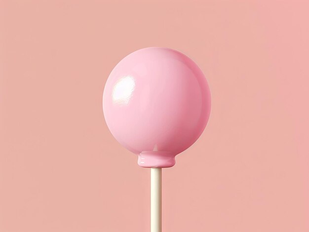Un palloncino rosa su un bastone su uno sfondo rosa chiaro