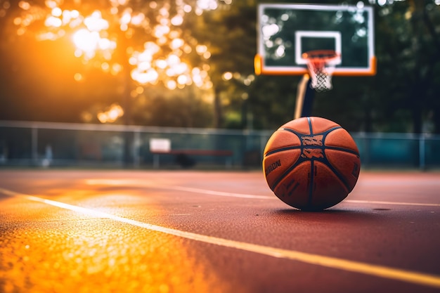 Un pallone da basket a terra con sopra la parola rad