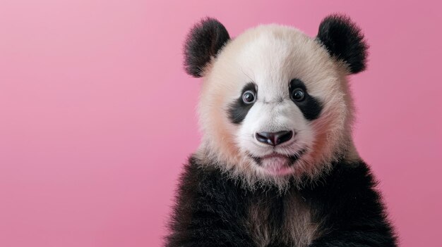 Un panda adorabile su uno sfondo rosa pulito