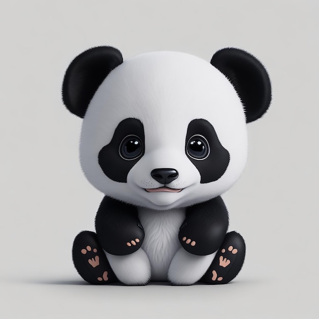 Un panda carino con uno sfondo bianco