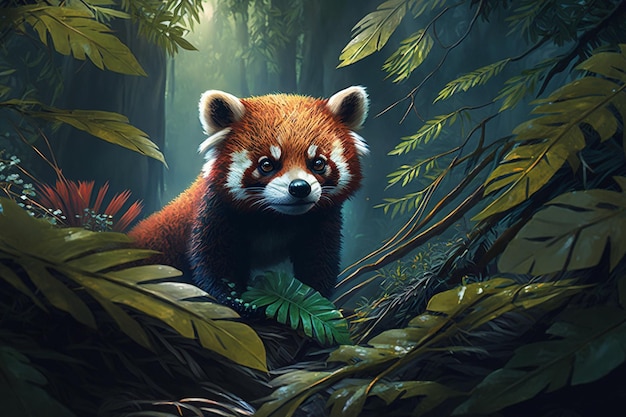 Un panda rosso nella foresta