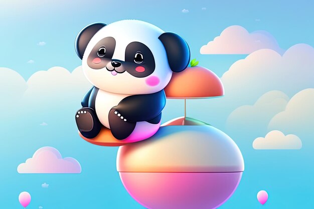 Un panda siede su un fungo nel cielo.